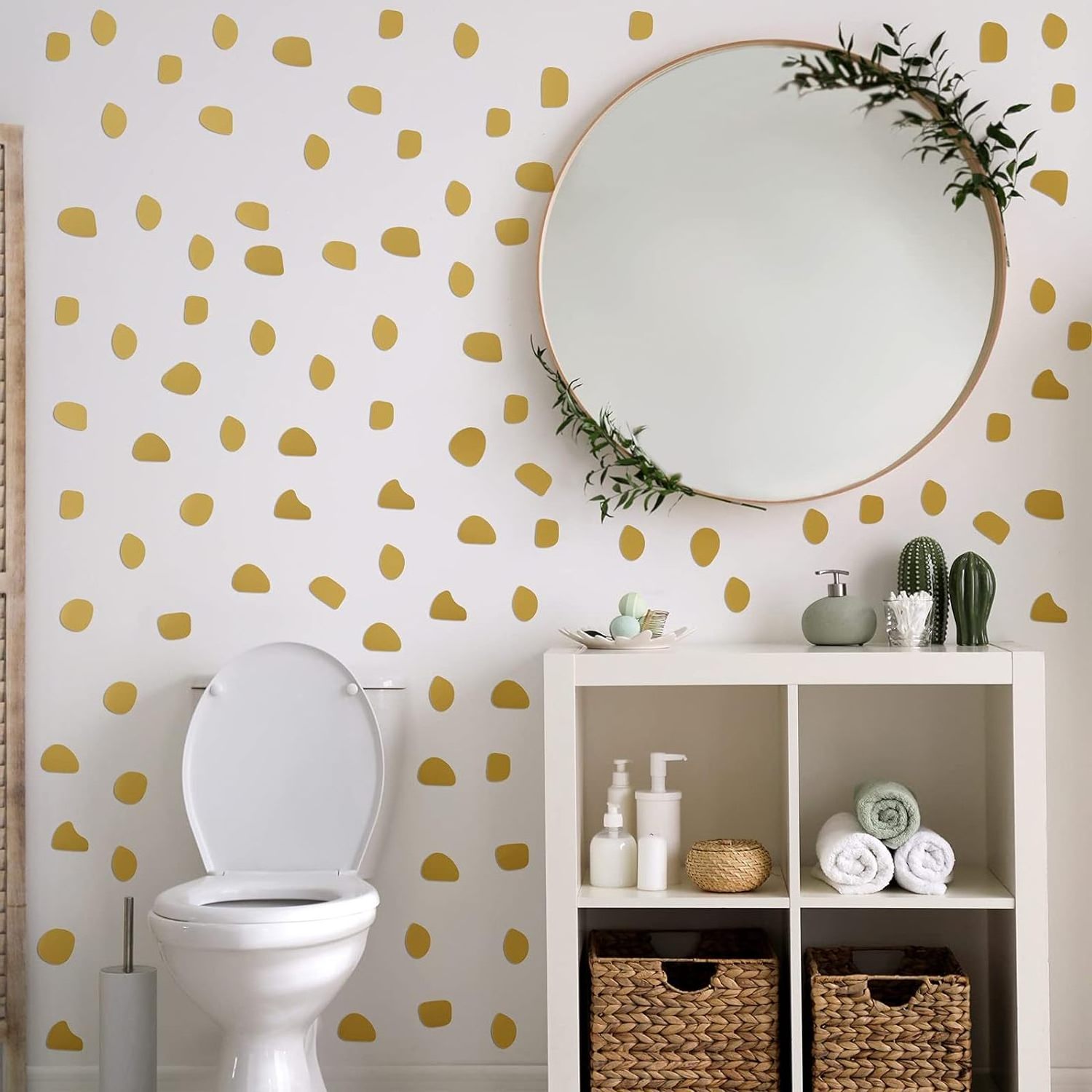 Irregular Polka Gold Dots Vinyl Nursery Wallpaper Sticker Wall Decor Peel and Stick for Bedroom Home Classroom Decoration