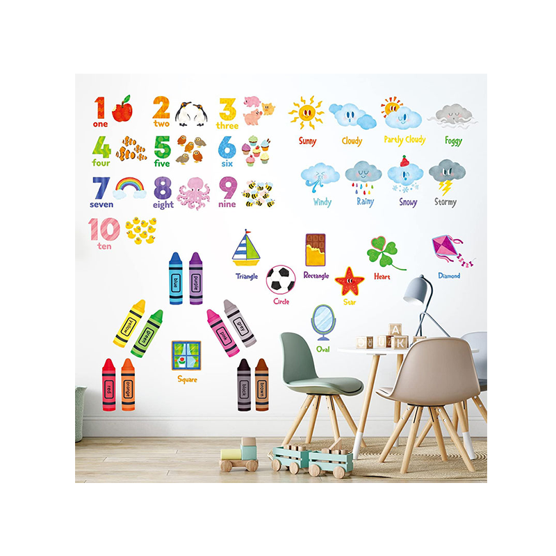 Cartoon Number Educational Wall Sticker Children's Room Nursery Living Room Decoration Pvc Waterproof Removable Wall Decal