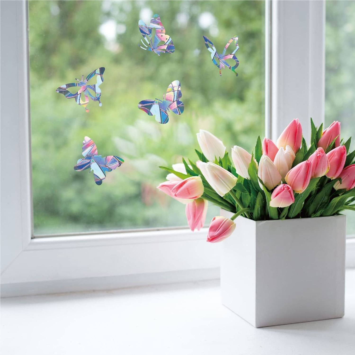 Transparent Glass Alert Rainbow Window Suncatcher Stickers Anti Collision Window clings Decals to Save Birds