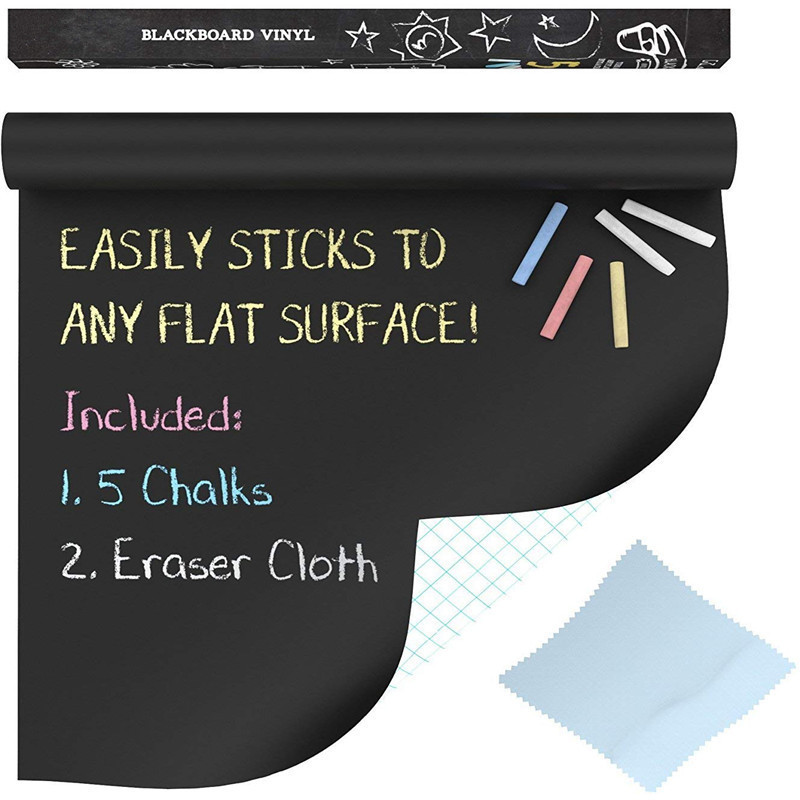 Chalkboard Wall Sticker- Blackboard Paint Alternative - Self Adhesive Black Board Decal Peel Stick Vinyl Wallpaper Contact Paper