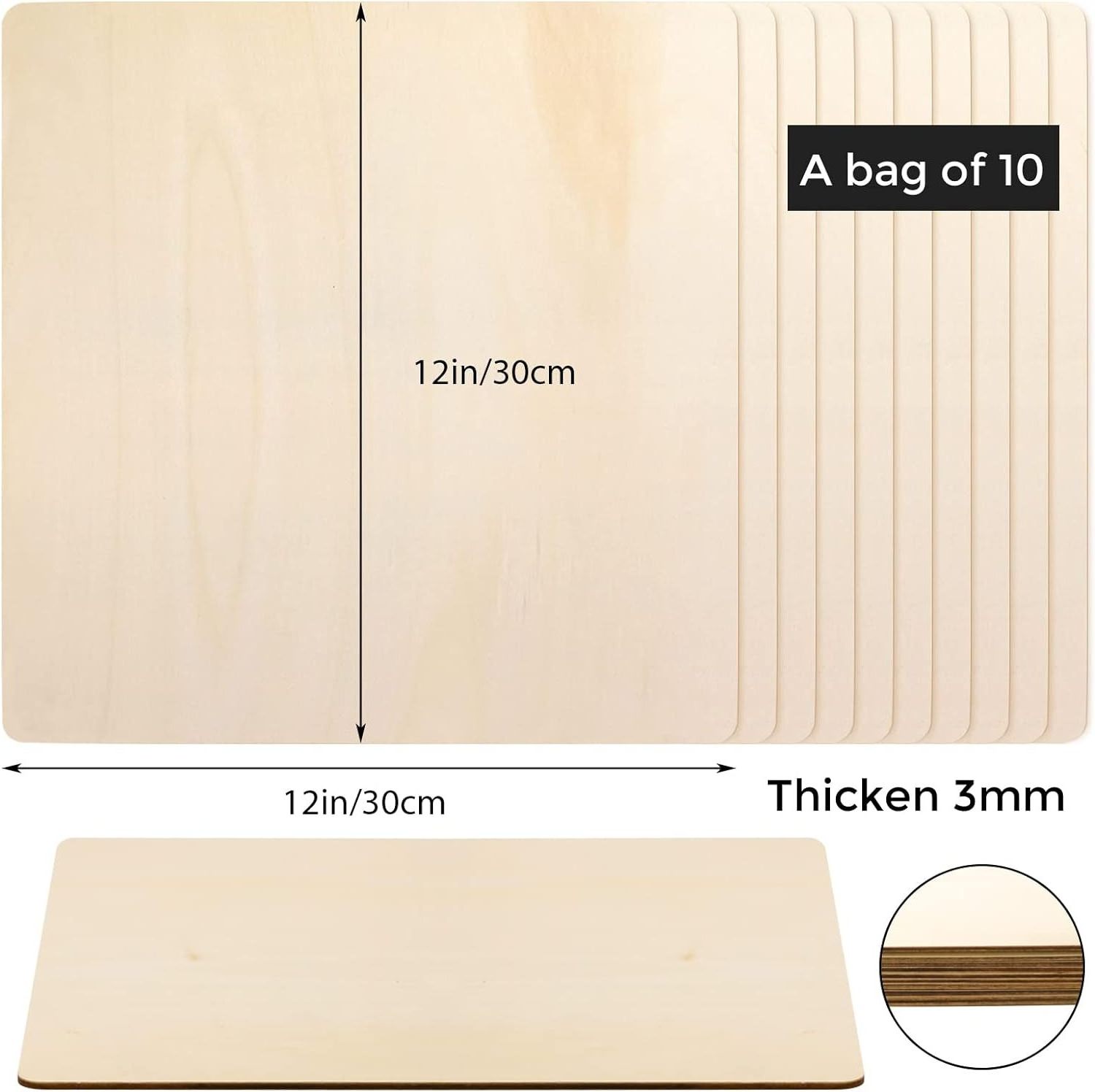 Custom size Craft Wood Plywood Board Basswood Sheets Perfect for DIY Projects Drawing Painting Laser Wood Burning