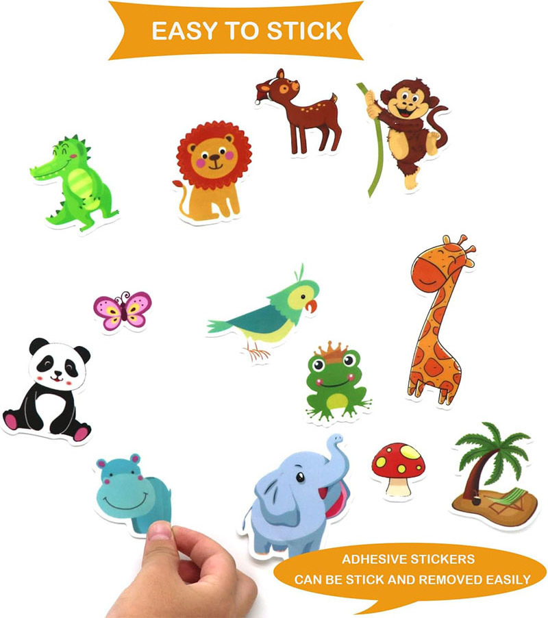 Jungle Animals Window Gel Stickers Removable and Reusable Window Clings Decals Gel Clings for Kids Classroom Animals Party