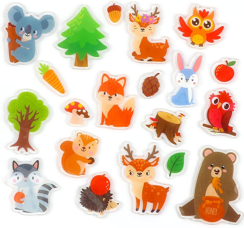 Jungle Animals Window Gel Stickers Removable and Reusable Window Clings Decals Gel Clings for Kids Classroom Animals Party