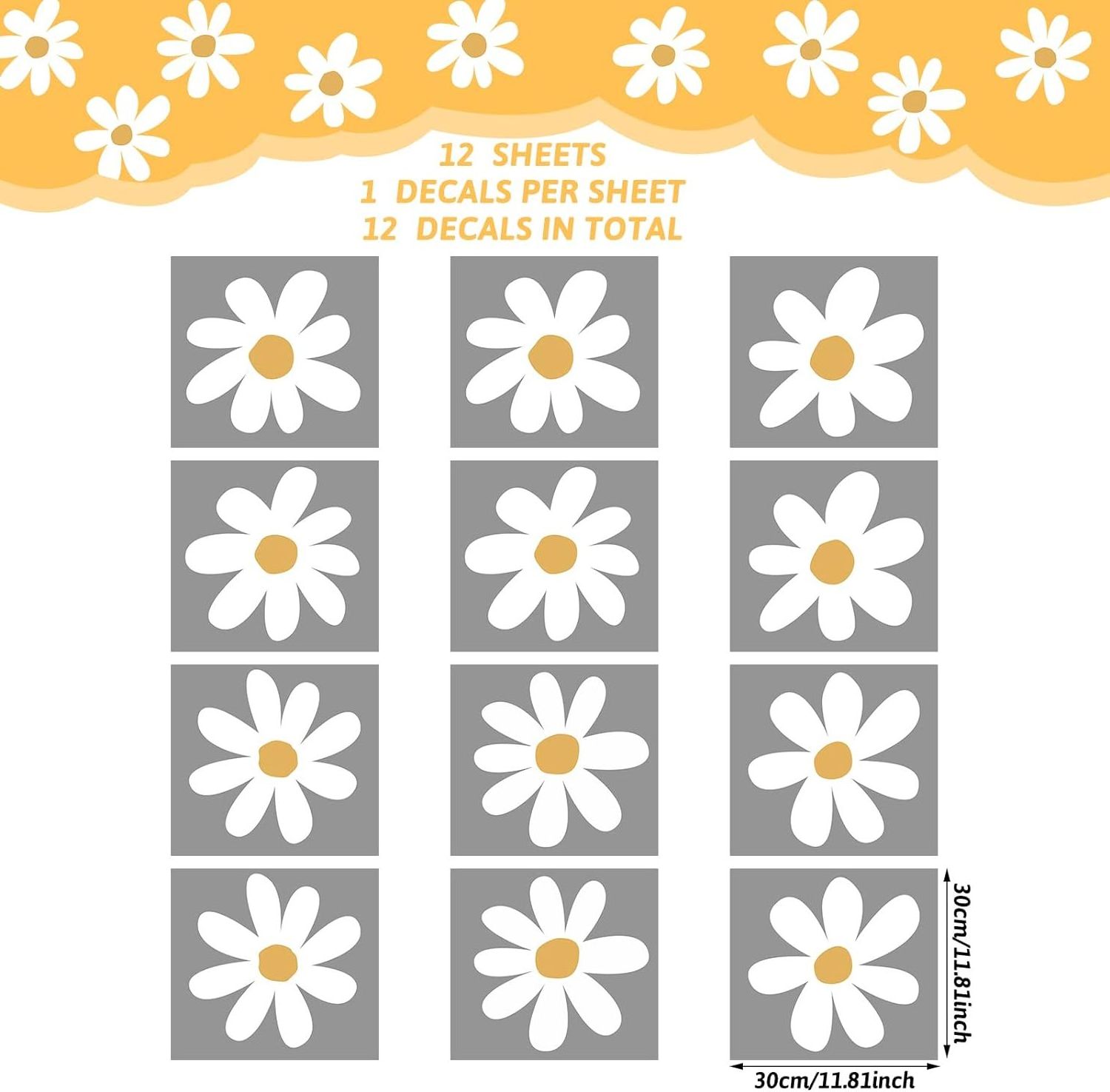 Low MOQ Daisy Wall Decals Flower Large Daisy Peel and Stick Wall Stickers for Nursery Kids Girls Bedroom Living Room Wall Decor