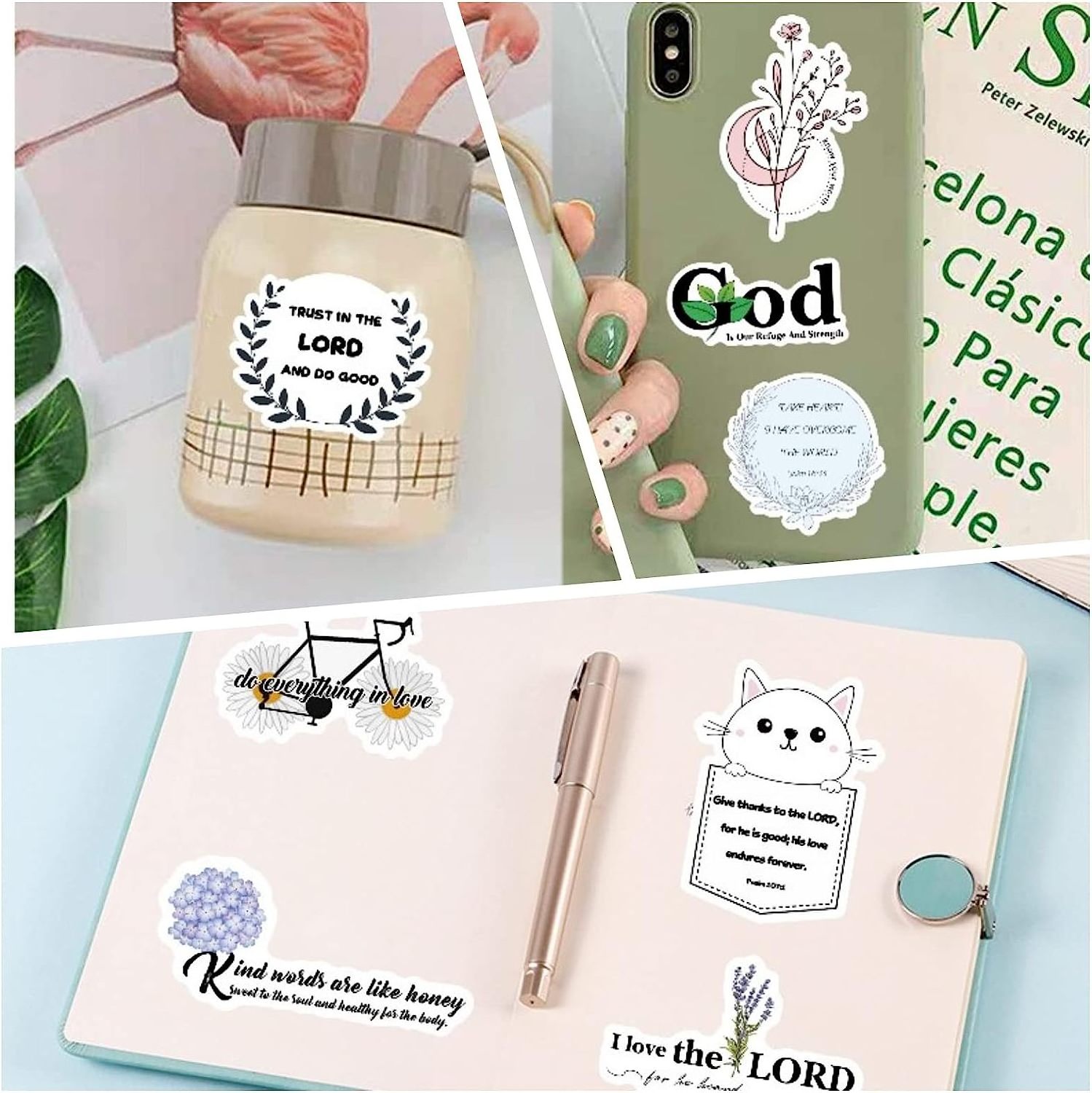 100pcs Cross Wisdom Words Decals Stickers Custom Water Bottles Bible Verse Faith Sticker Jesus Christian Stickers Pack For Kids