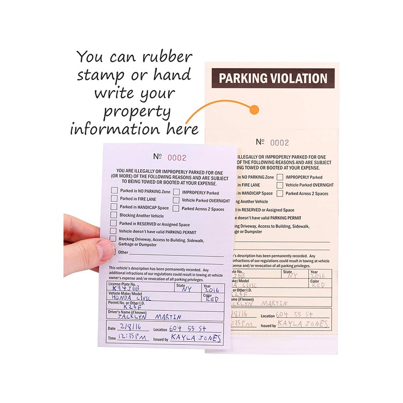 NCR 2-Part Perforated Numbered Parking Violation Ticket 4.25