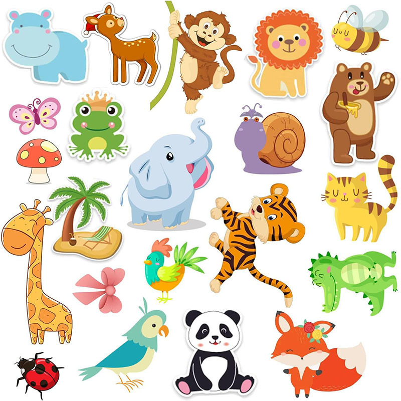 Jungle Animals Window Gel Stickers Removable and Reusable Window Clings Decals Gel Clings for Kids Classroom Animals Party