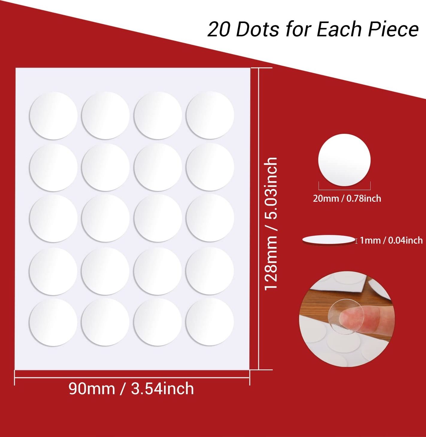 Surard Poster Putty Adhesive Sticky Tack Double Sided Removable Dots, Clear Round Reusable Mounting Stickers Transparent Tacky