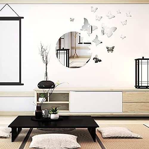 Christmas 3D Acrylic Mirror Wall Decor Stickers Removable Butterfly Mirror Wall Stickers DIY Butterfly Mural Decals for Home