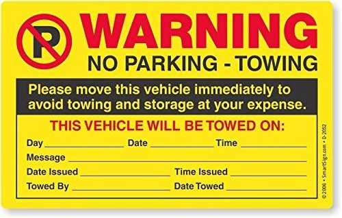 Final Warning -Car parking infraction warning stickers, 50 units, illegal parking trailer fluorescent stickers,