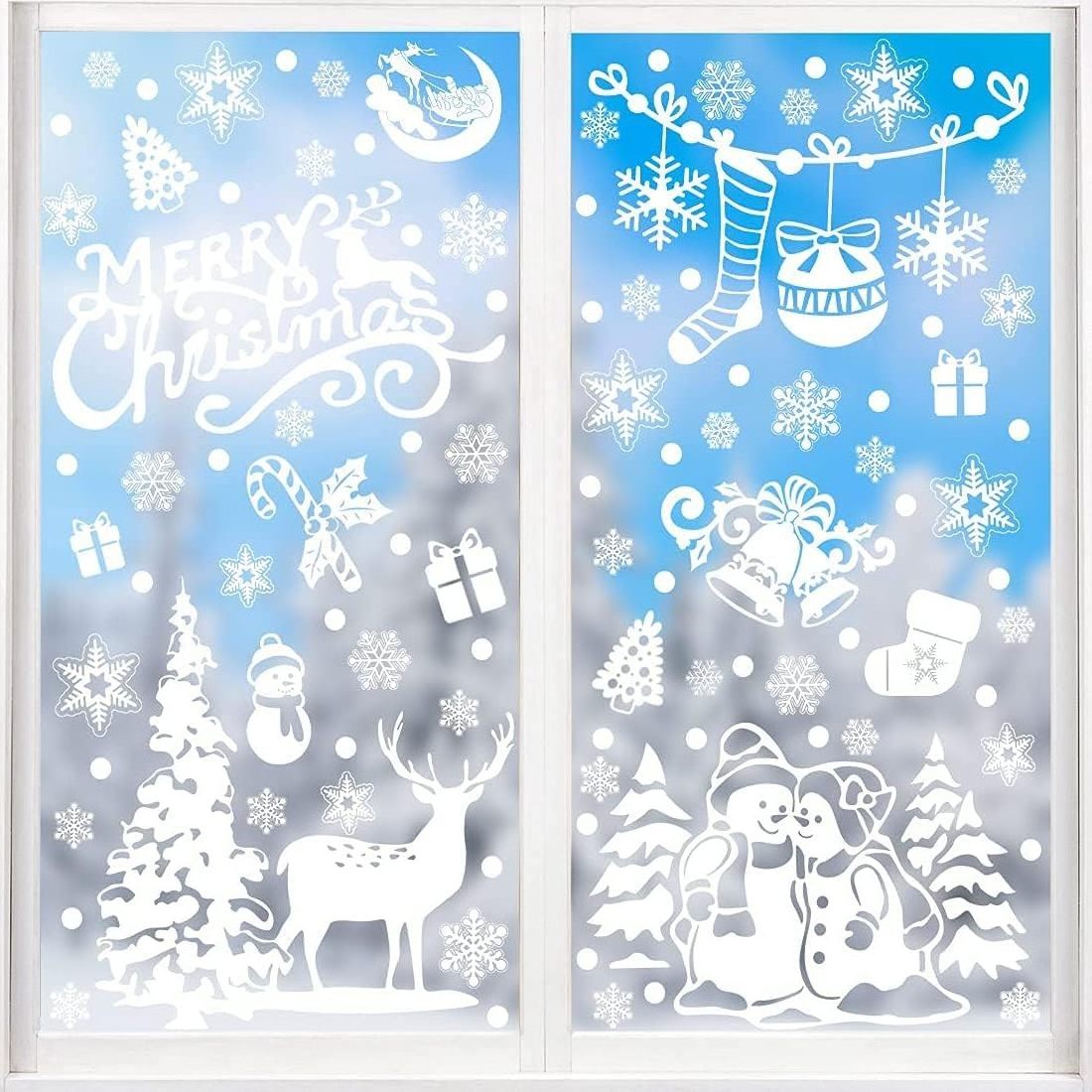 Christmas Window Clings Snowflakes Window Decals Static Stickers For Christmas Decorations Window Ornaments Xmas Party Supplier