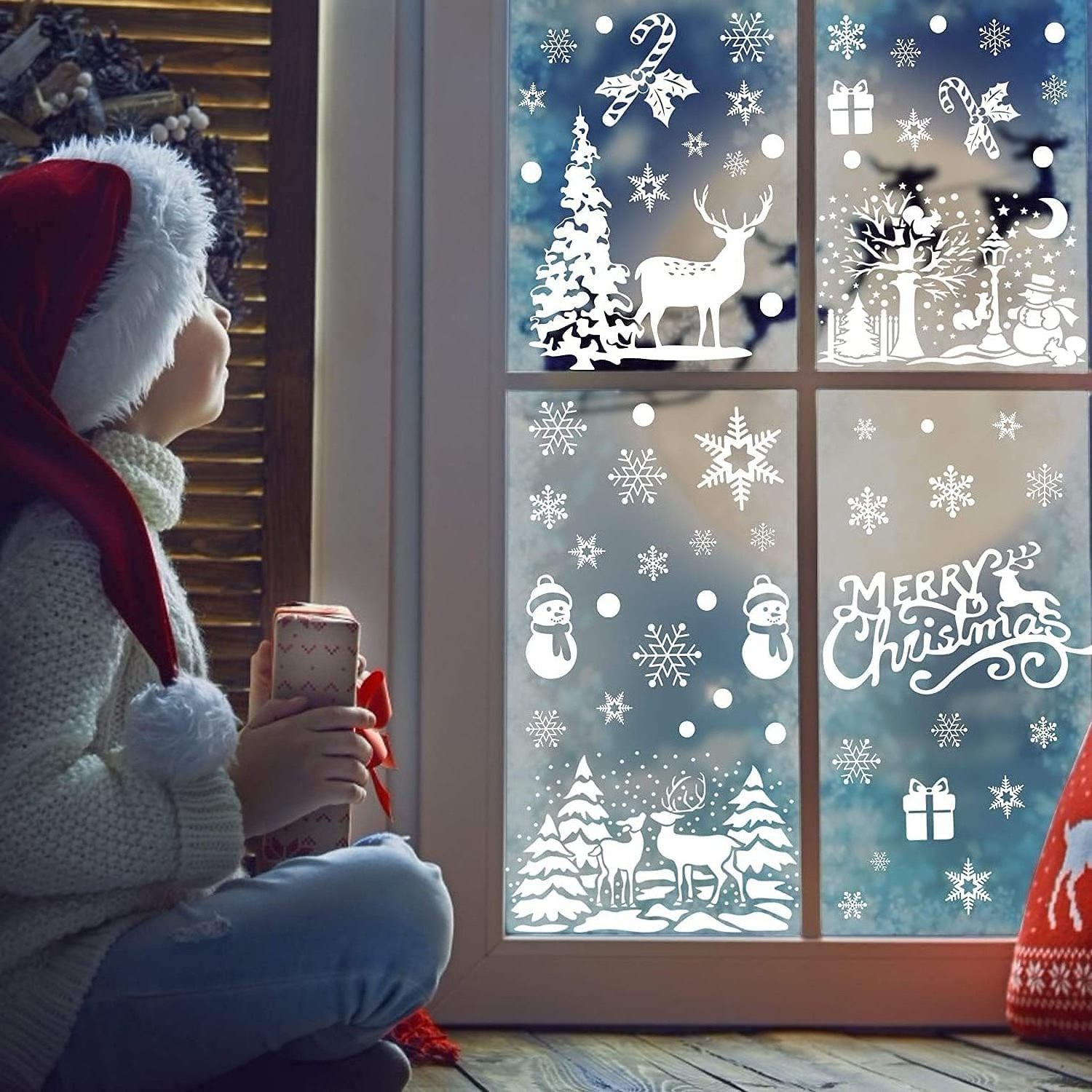 Christmas Window Clings Snowflakes Window Decals Static Stickers For Christmas Decorations Window Ornaments Xmas Party Supplier