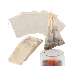 Biodegradable Corn Fiber Reusable Nylon Tea Bag With Logo Tea Filter Pyramid Bag With Draw String Custom Empty Tea Bag