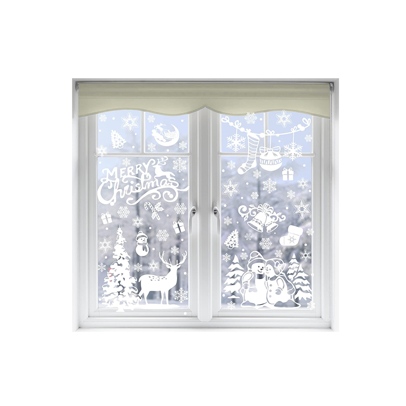 Christmas Window Clings Snowflakes Window Decals Static Stickers For Christmas Decorations Window Ornaments Xmas Party Supplier