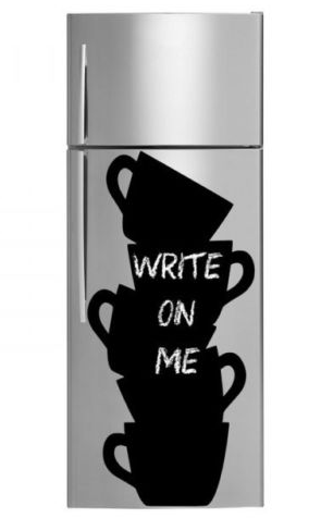 Coffee Cups - Chalkboard Fridge Kitchen Stickers Decal + Free Chalk