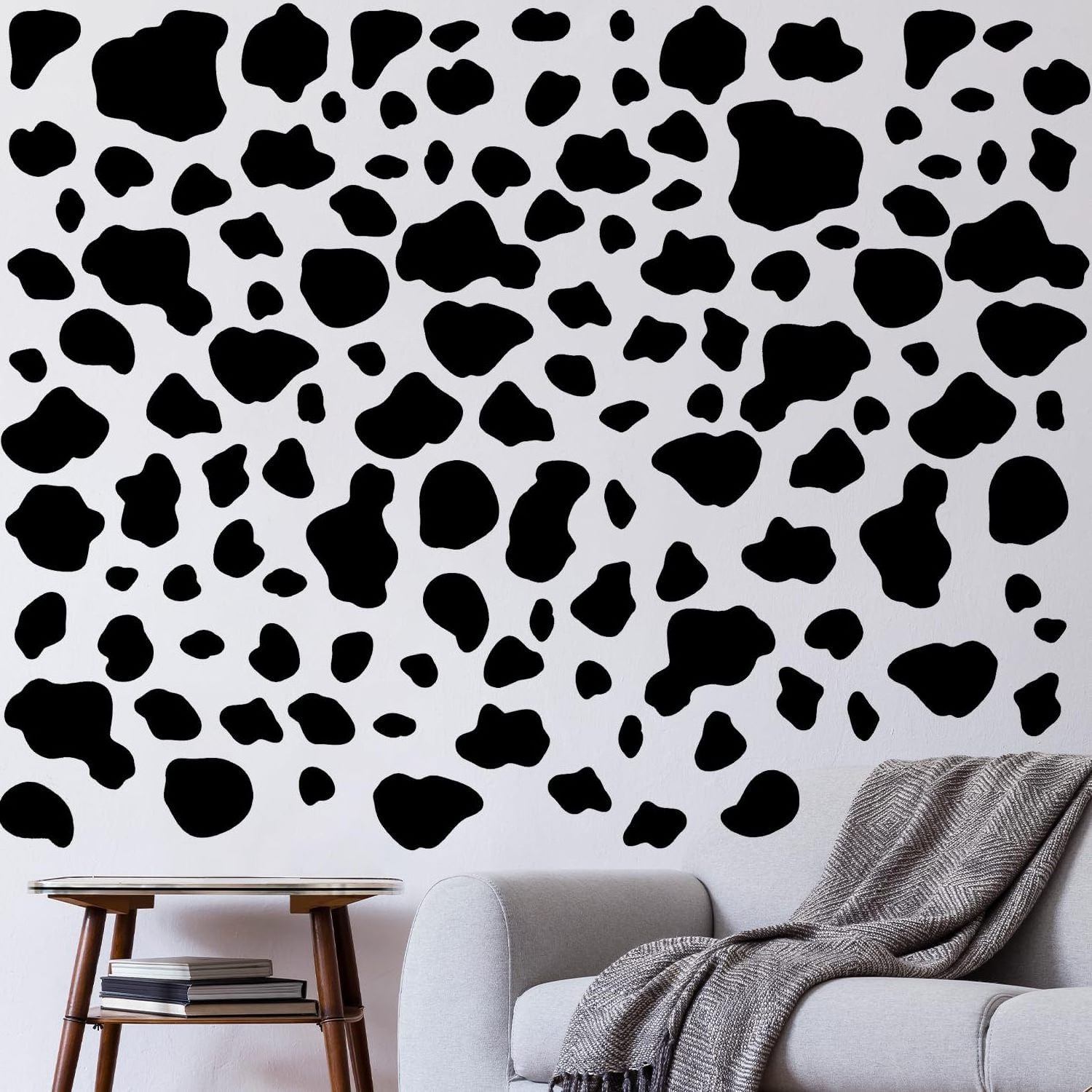 Black Vinyl Cow Print Stickers Peel and Stick   Decor Decals for Wall Cars Cups Home Wall Decor