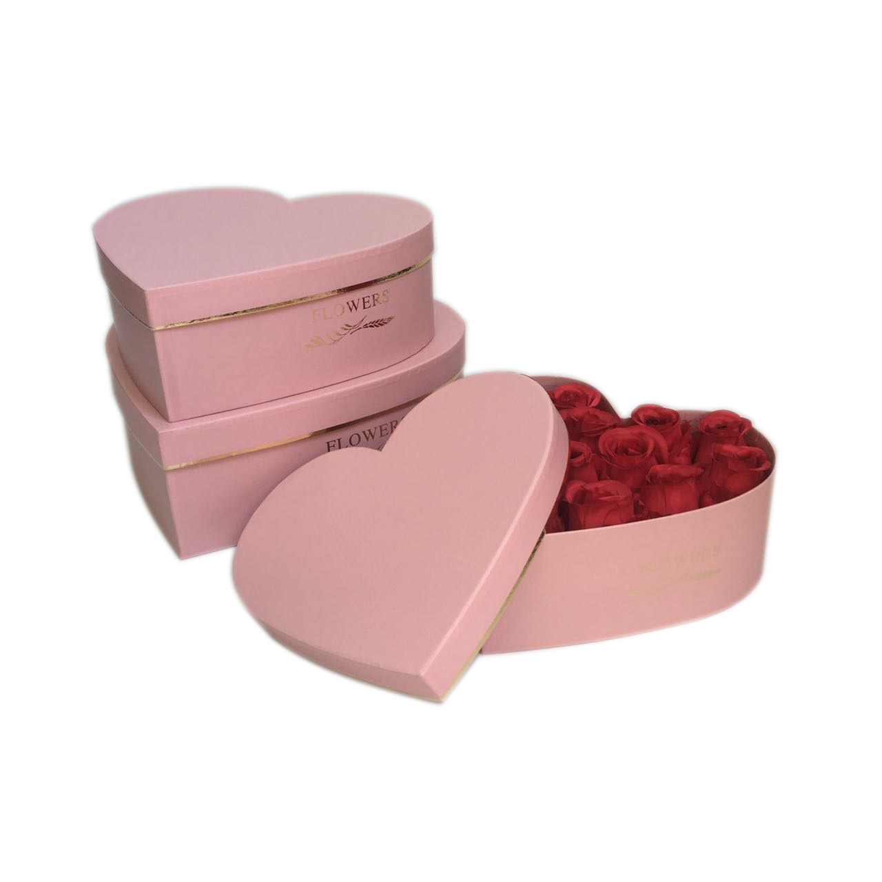 Wholesale custom logo heart shaped velvet valentines day flower packaging gift box