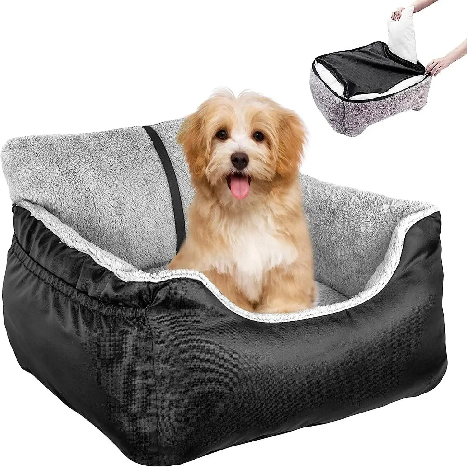 Washable Pet Car Seat Dogs Booster Pet Car Seat Detachable Dog Bed for Car Back Seat Pet Travel Carrier Bed