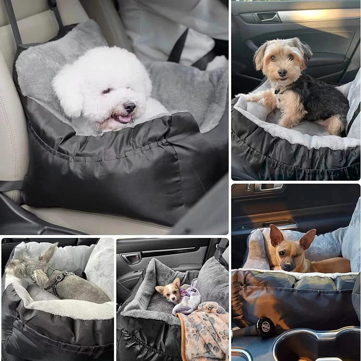 Washable Pet Car Seat Dogs Booster Pet Car Seat Detachable Dog Bed for Car Back Seat Pet Travel Carrier Bed