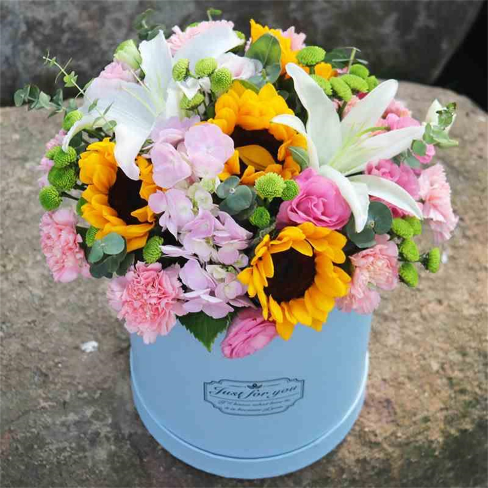 3Pcs/Set Round Flower Box Portable Floral Boxes Hug Bucket Storage Wedding Rose Party Gift Packaging Valentine's Day Decorations