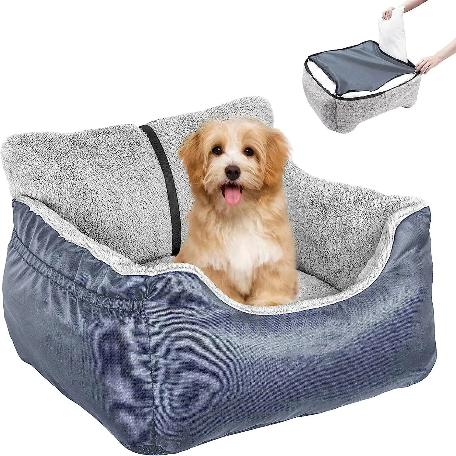 Washable Pet Car Seat Dogs Booster Pet Car Seat Detachable Dog Bed for Car Back Seat Pet Travel Carrier Bed