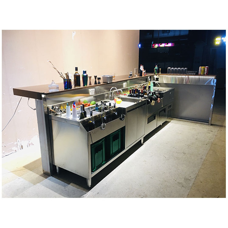 New design stainless steel bar counter with ice bin cocktail bar station for bar/pub/restaurant/hotel