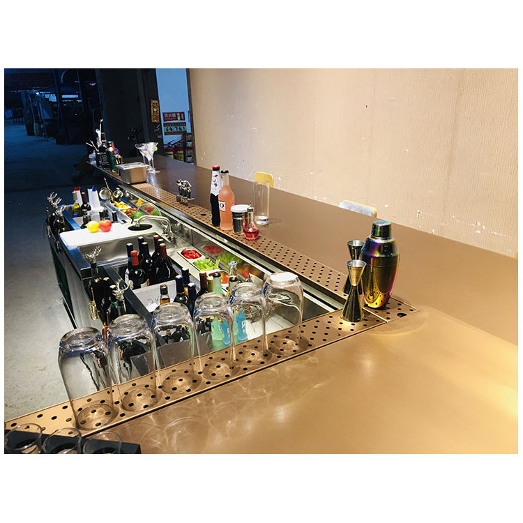 New design stainless steel bar counter with ice bin cocktail bar station for bar/pub/restaurant/hotel