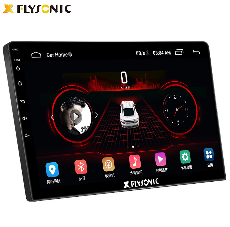 Flysonic 10.1 Inch Android Car MP5 Media Player Touch 2 Din Stereo Audio Built-in Split Screen/Rear Camera/MIC/RGB Car Radio