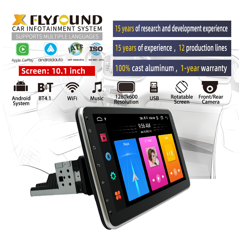 Flysonic Universal 10 inch 1 Din Touch Screen Built-in Gps Wifi Mirror Link Navigation Android Car Dvd Player