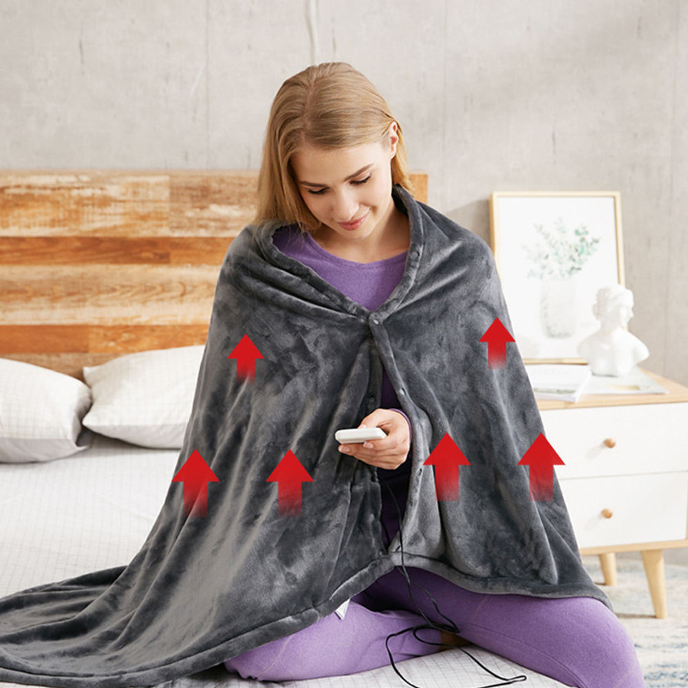 Cozy Flannel Portable Battery Pack Usb Charging Carbon Nano Heating Shawl Electric Blanket