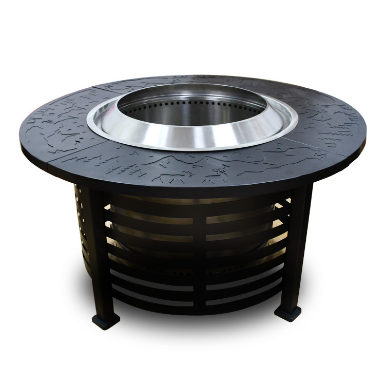 New Design Cylindric Outdoor Patio Courtyard Bonfire Metal Wood Burning Smokeless  Fire Pit Table with Poker