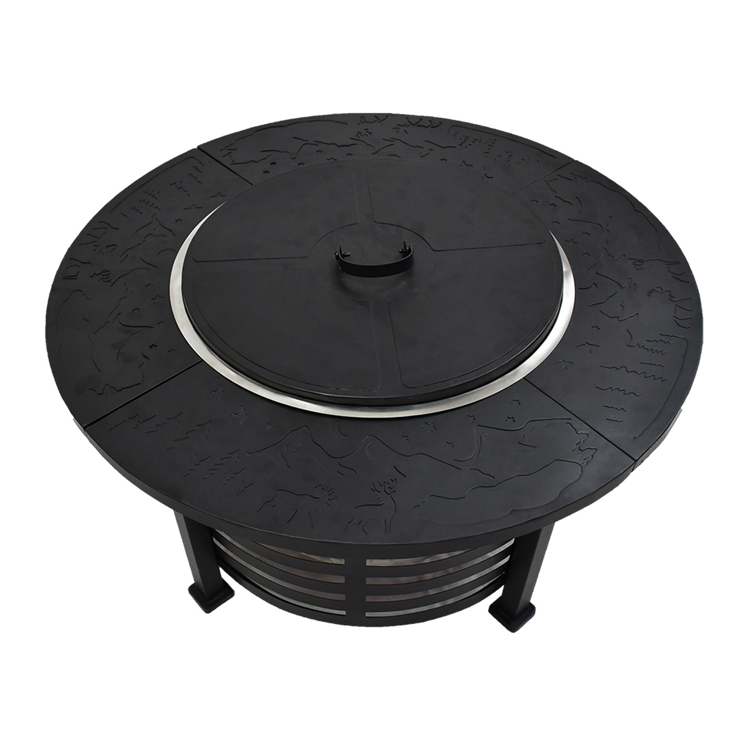 New Design Cylindric Outdoor Patio Courtyard Bonfire Metal Wood Burning Smokeless  Fire Pit Table with Poker