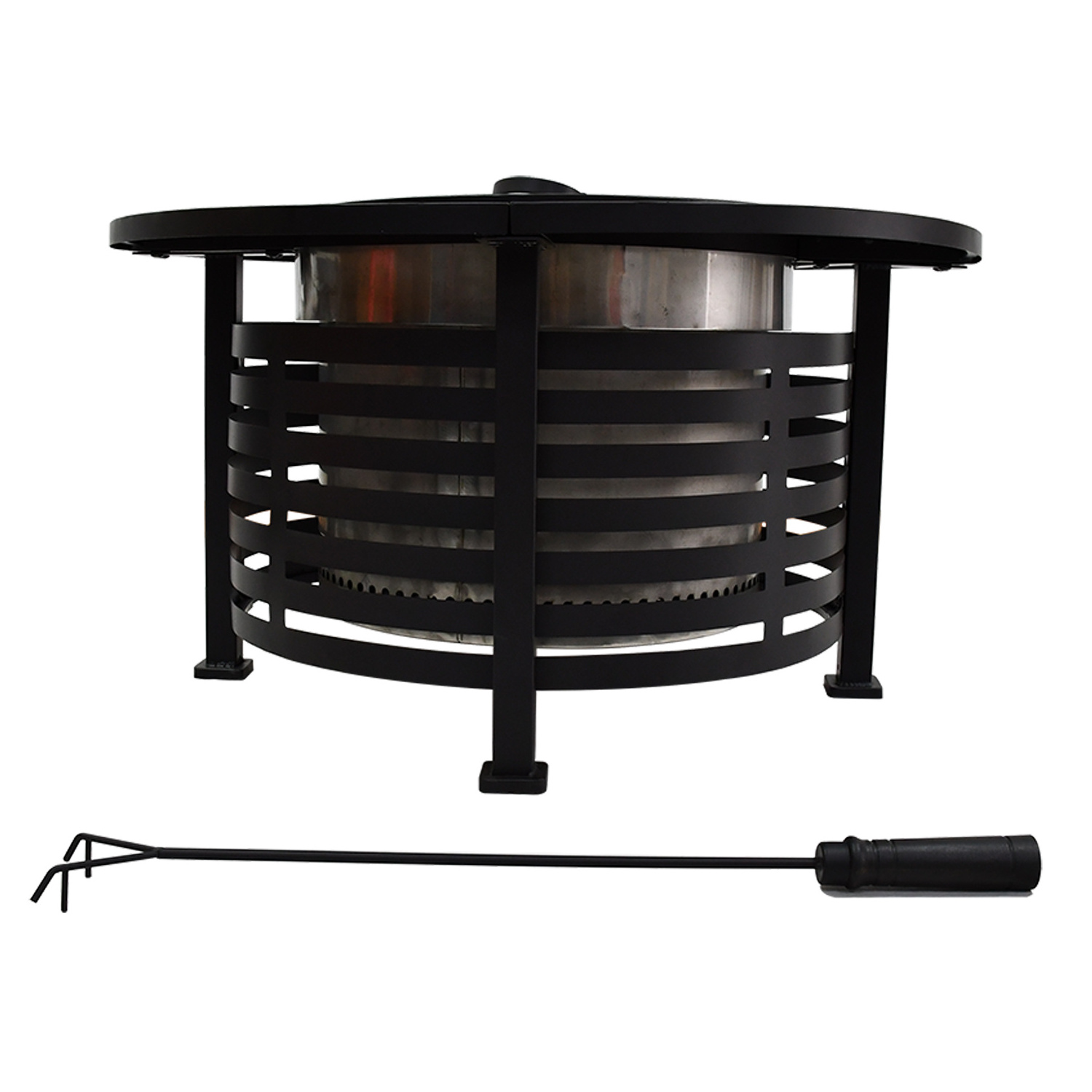 New Design Cylindric Outdoor Patio Courtyard Bonfire Metal Wood Burning Smokeless  Fire Pit Table with Poker