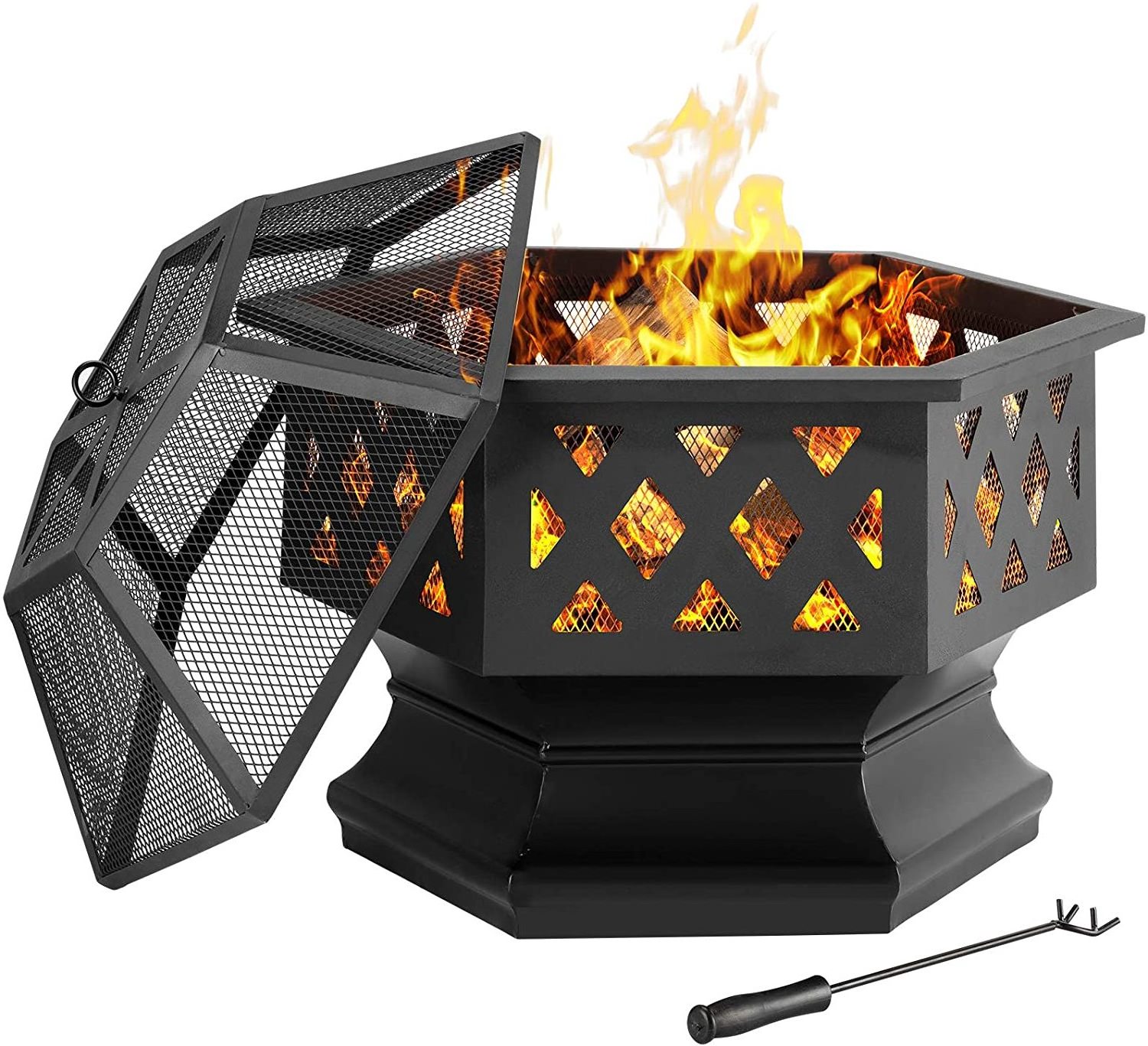 High-Temp Painted Hexagon Shape Outdoor Steel Fire Pit Mesh Cover Bonfire For Party Pit Fire