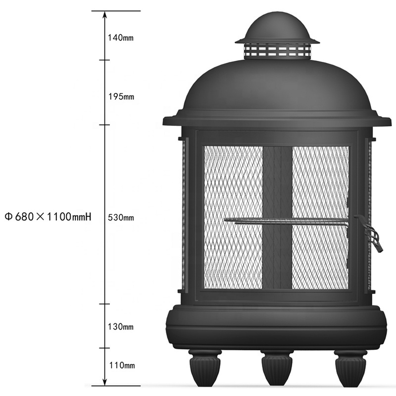 Custom Outdoor Patio Backyard Wood Burning Cooking Fire Pit With Stainless Steel BBQ Grill