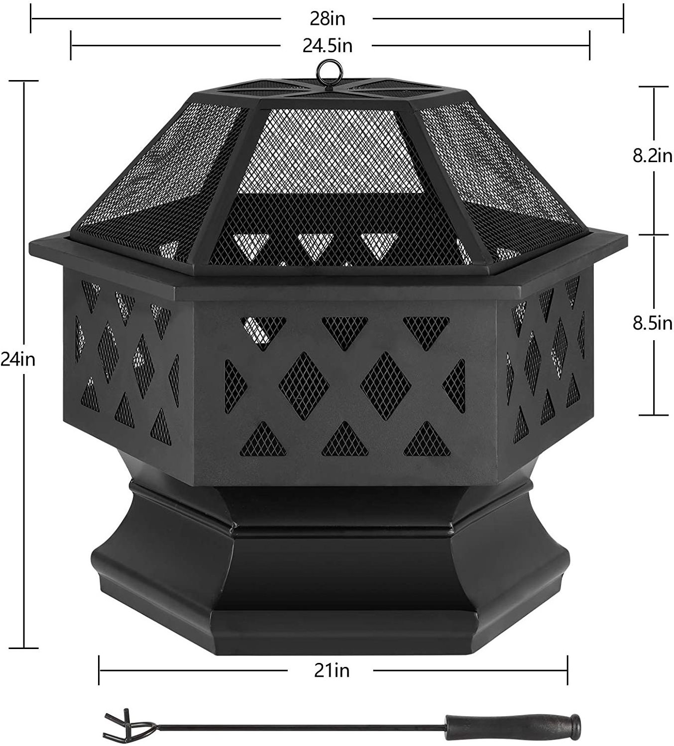 New Fashion Style Hex-Shaped Outdoor Fire Pit Bbq Portable Camping Firepit Metal Fire Pit Cover