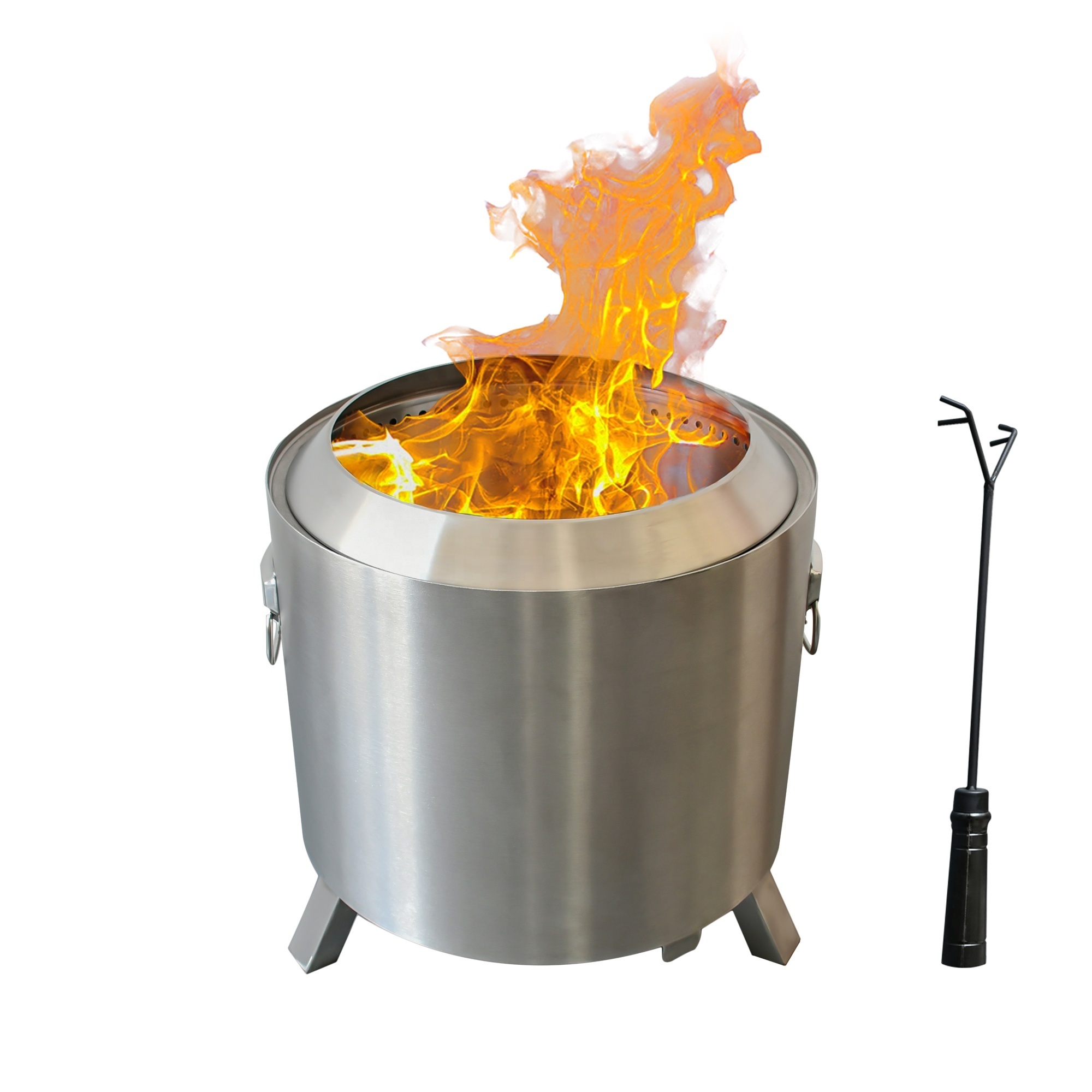 2023 patent-pending adjustable portable stainless steel  smokeless fire pit for outdoor camping and heating