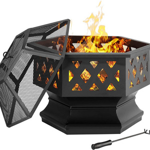 New Fashion Style Hex-Shaped Outdoor Fire Pit Bbq Portable Camping Firepit Metal Fire Pit Cover