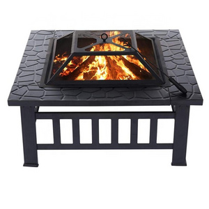 Popular designs 32inch garden wood burning Portable patio bbq table Outdoor Square metal fire pit