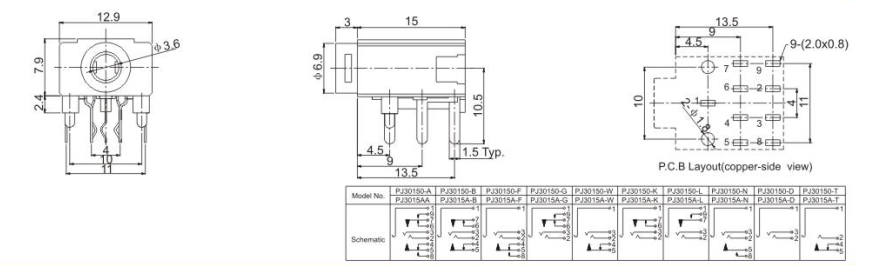 2.5 3.5 micro phone jack PJ30150