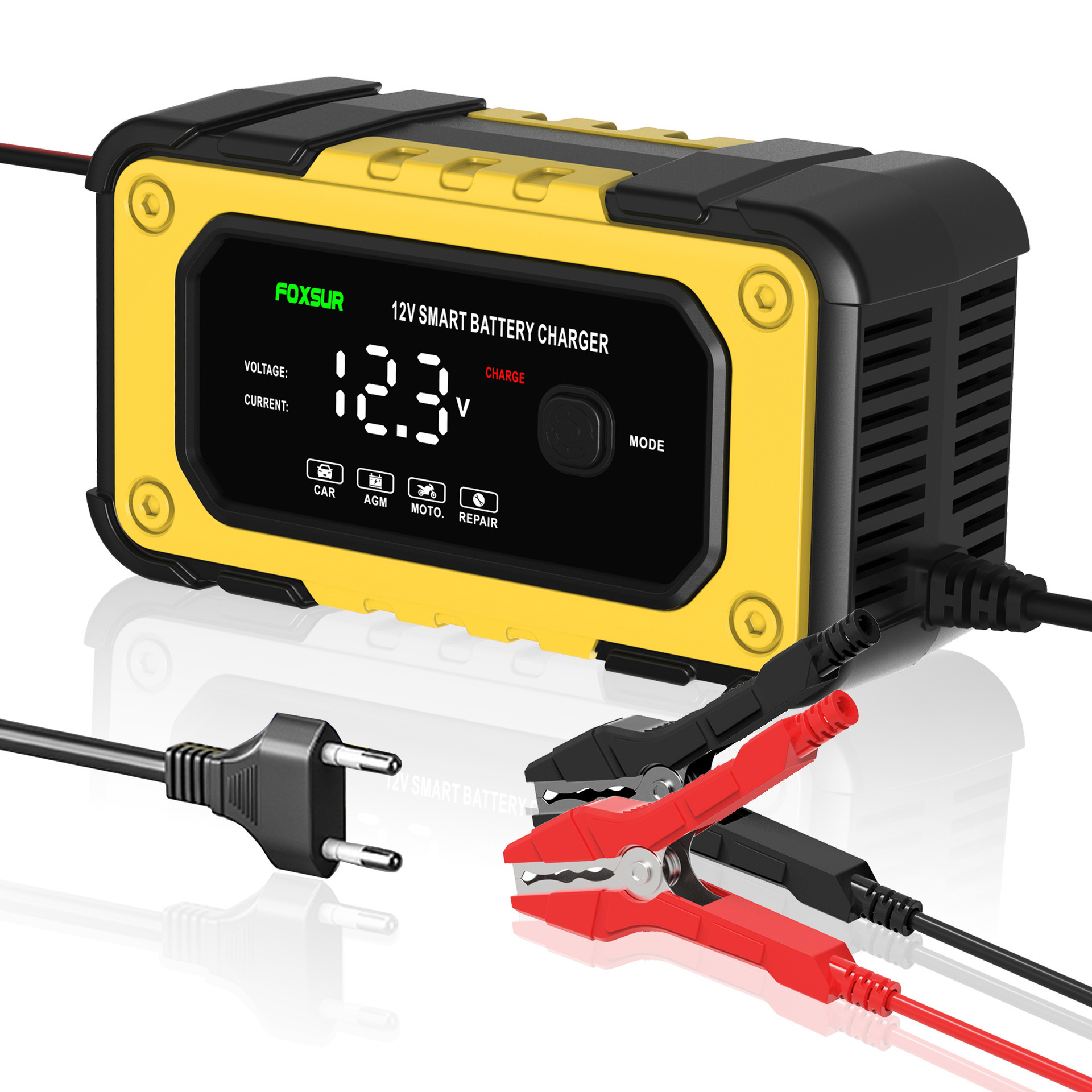 12V 6A Pulse Repair  Car Battery Charger 12V Maintainer & Desulfator Smart Battery Charger Foxsur