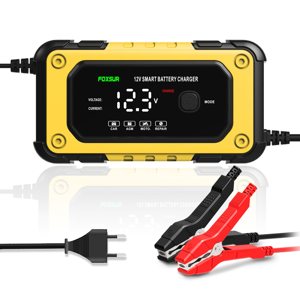 12V 6A Pulse Repair  Car Battery Charger 12V Maintainer & Desulfator Smart Battery Charger Foxsur