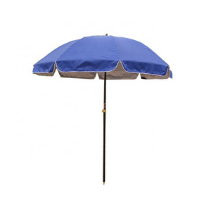 Feamont OEM Umbrella Factory Customized Polyester Blue Color 2.4M Parasol Beach Umbrella with Silver Coating