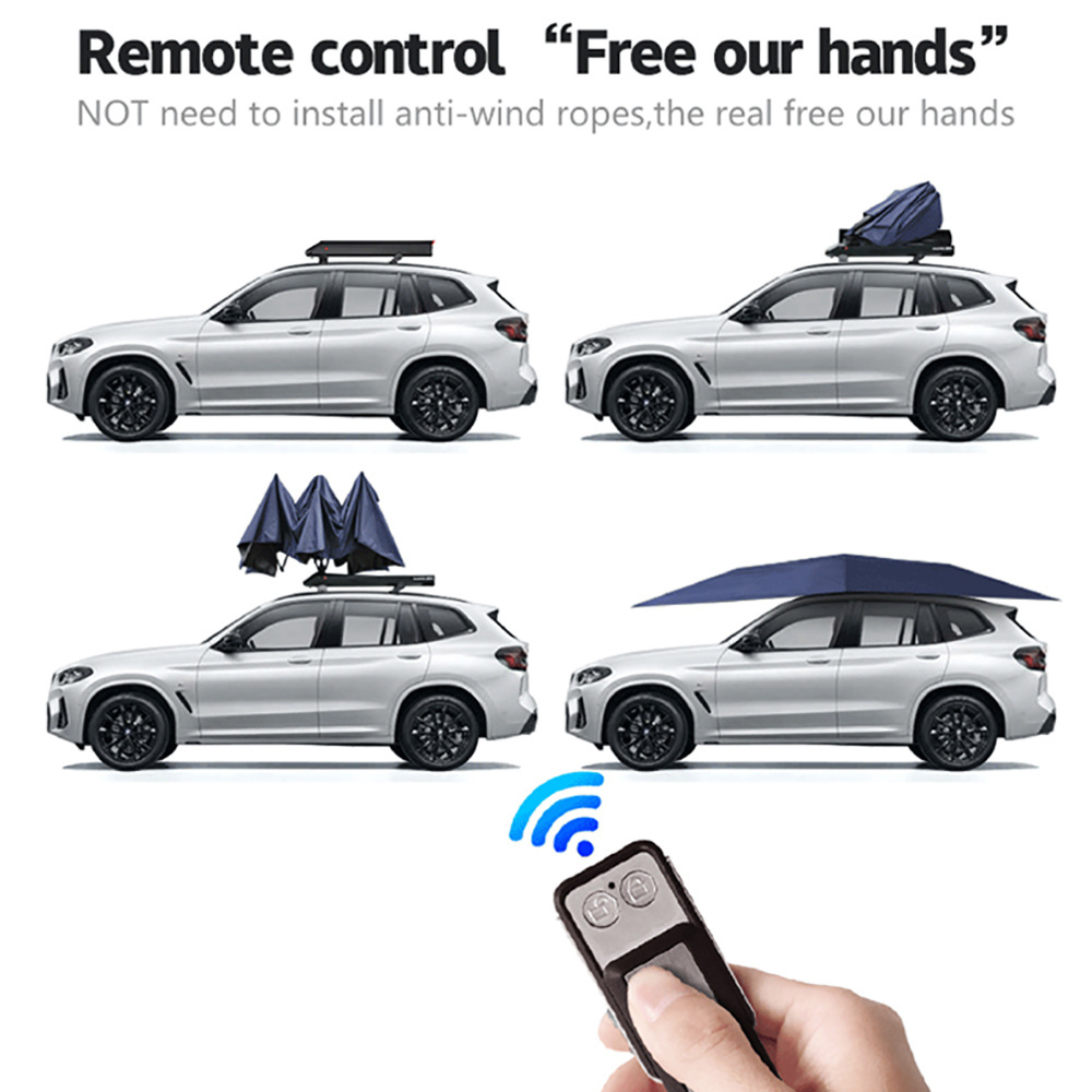 FEAMONT 4.2m Automatic Car Roof Shade Cover Waterproof UV Protection Oxford Fabric Car Umbrellas with Remote Control Outdoor Use