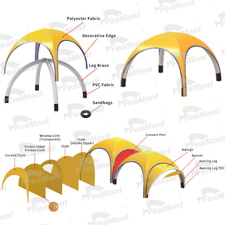 3X3M Airtight Waterproof Advertising Inflatable Gazebo Spider Dome Tent  Inflatable Arch Dome Event Tent For Trade Show