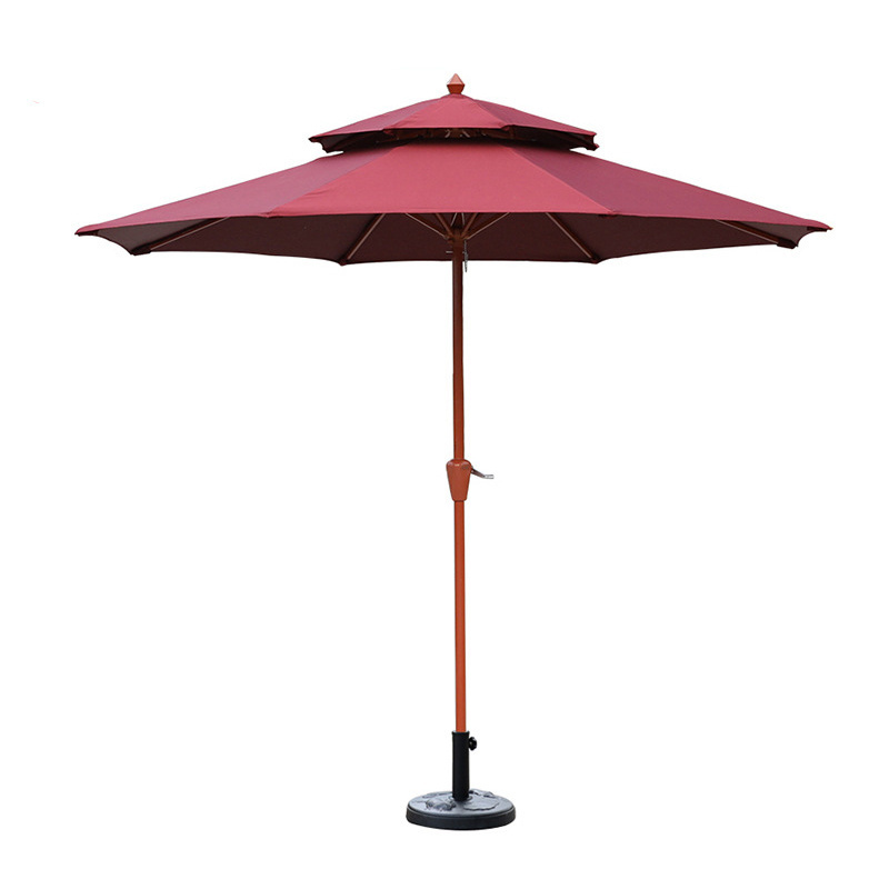 FEAMONT 2.7m Hand Rocker Crank Beach Umbrella Half Umbrella for Balcony Wall Garden or Market Use