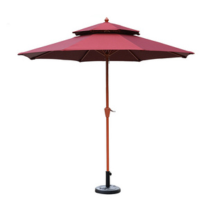 FEAMONT 2.7m Hand Rocker Crank Beach Umbrella Half Umbrella for Balcony Wall Garden or Market Use