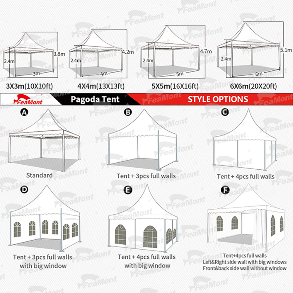 FEAMONT Outdoor Aluminium Exhibition Tents Hexagon Gazebo Pagoda Tent 3X3 4X4 5X5 10X10 Canvas Exhibition Tents for Trade Shows