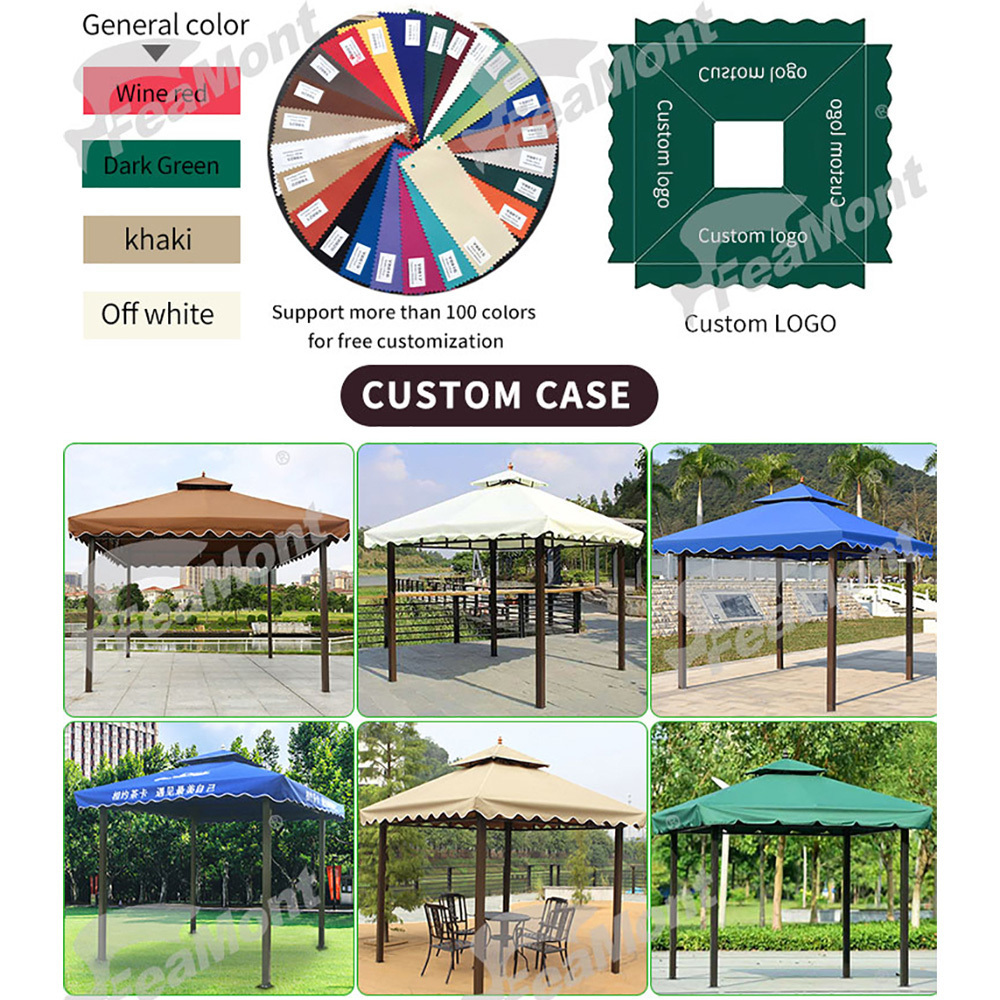 FEAMONT Outdoor 3x3m Luxury Garden Gazebo Sunshade Function Modern Aluminum Pergola Tent Pop-Up Luxury Pavilion Mosquito Netting