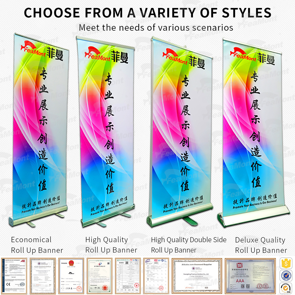 FEAMONT Wholesale Customized Advertising stand up banner Retractable Roll Up Banner Stand Roller Banner